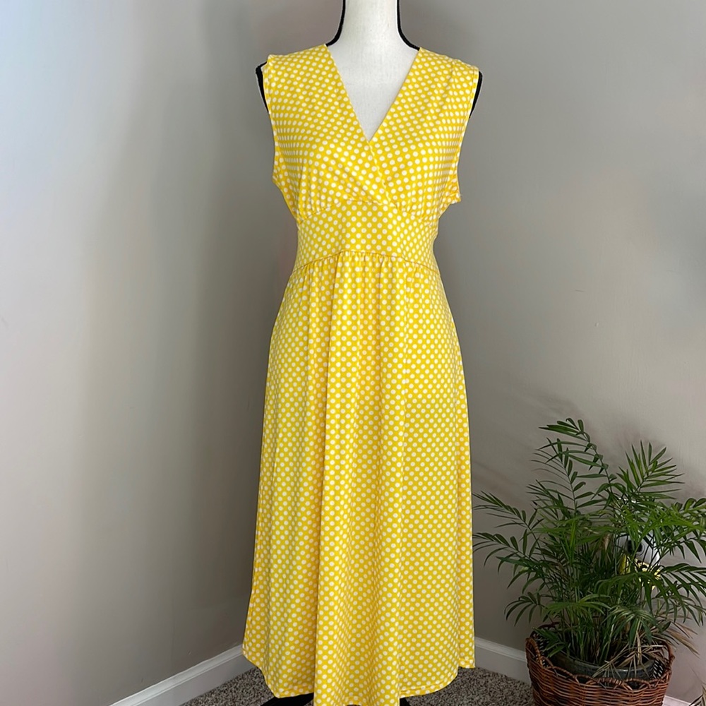 Jon & Anna Yellow with White Polka Dot Sleeveless Tieback Summer  Dress Size XL